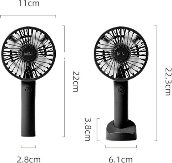 Oplaadbare Draagbare Ventilator - Zwart