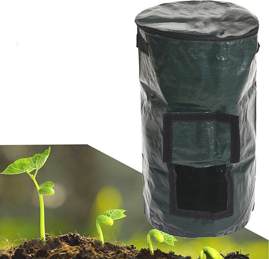 Compostzak grote capaciteit tuin 45x45x80cm 162L donkergroen