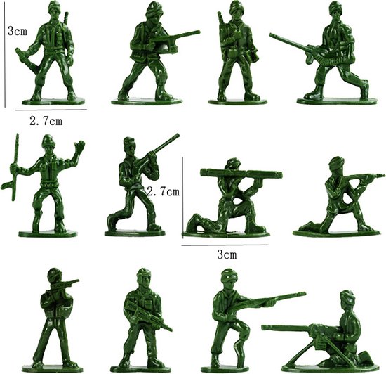 Set van militaire figuren met voertuigen en gebouwen