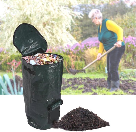 Compostzak grote capaciteit tuin 45x45x80cm 162L donkergroen