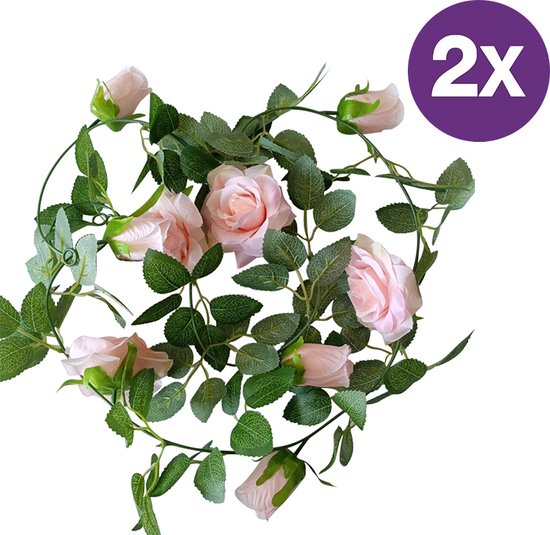 Klimop Slinger met Grote Rozen - Roze (2 stuks)