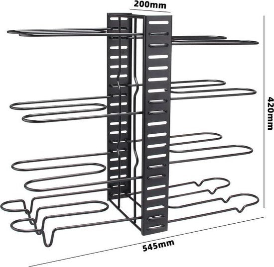 Verstelbaar pannenrek voor 8 pannen