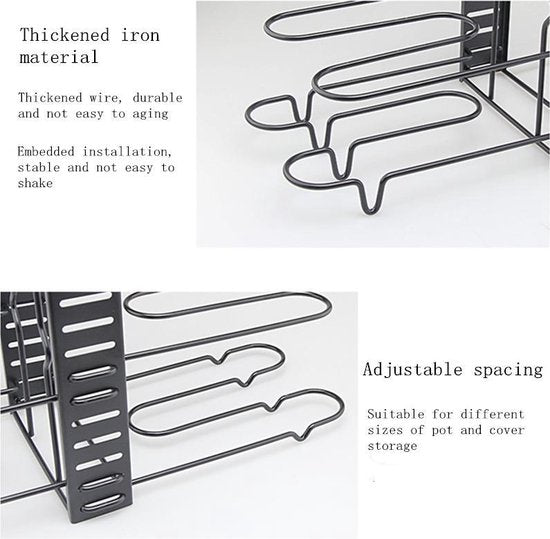 Verstelbaar pannenrek voor 8 pannen