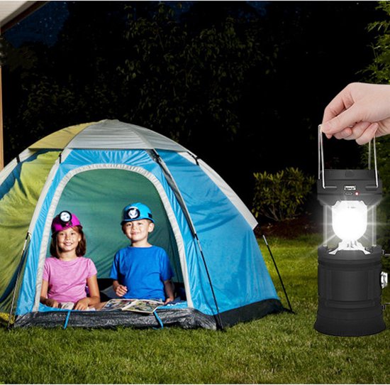 Xtraworks Solar LED campinglamp met handvatten - mat zwart