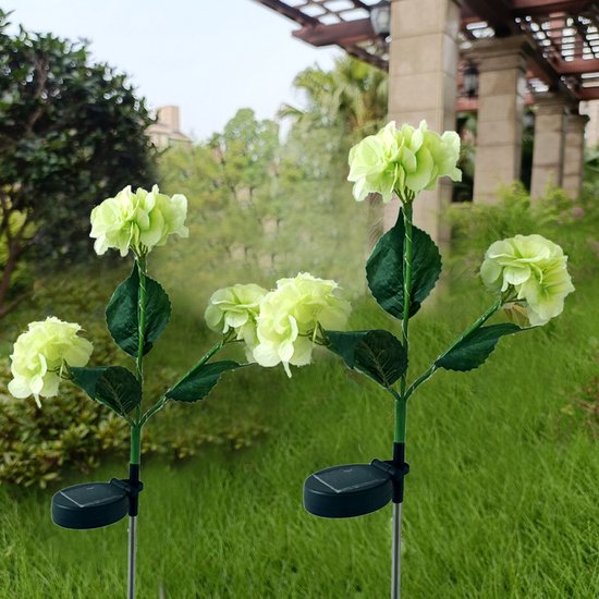 Terraslamp op zonne-energie Hortensia - Groen - 75,5 cm hoog