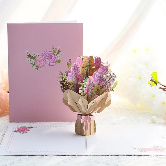 Grote 3D wenskaart met bloemen en envelop