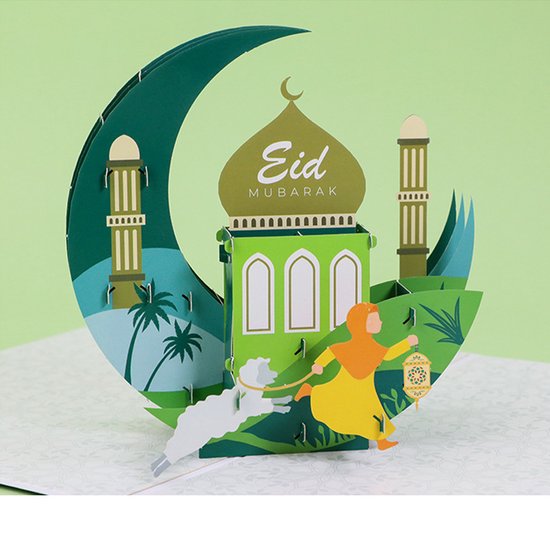 3D Wenskaart Eid Mubarak met envelop