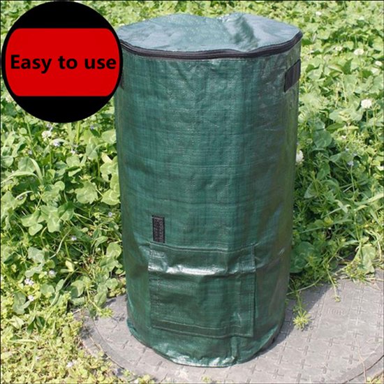 Compostzak grote capaciteit tuin 45x45x80cm 162L donkergroen