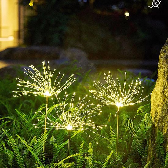 Set van 2 Zonne Vuurwerklampen met LED Verlichting