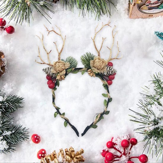 Handgemaakte Kerst Haarband met Dennenappels en Bessentakken