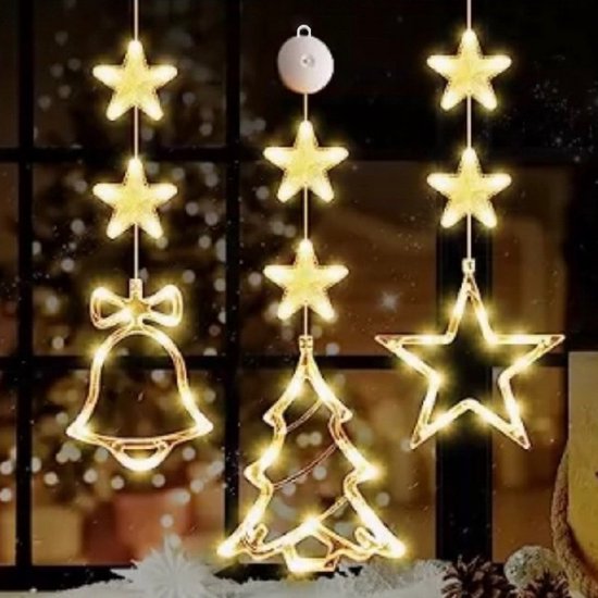 Magische Kerstverlichting Set - 3 LED Zuignaplampen