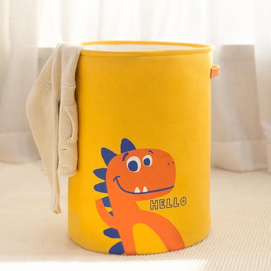 Opvouwbare wasmand met dinosaurus design geel 35x45cm