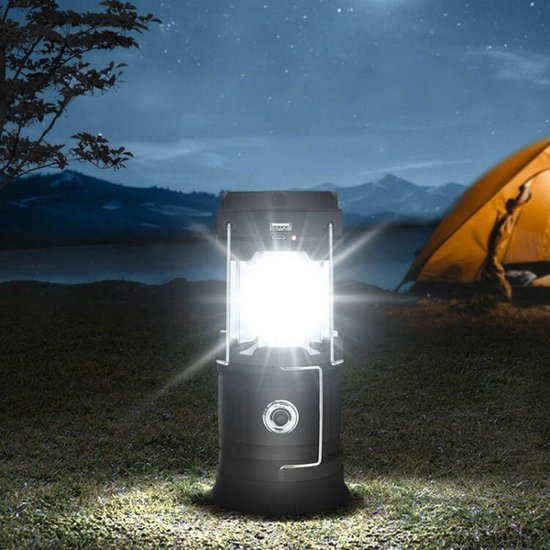 Xtraworks Solar LED campinglamp met handvatten - mat zwart