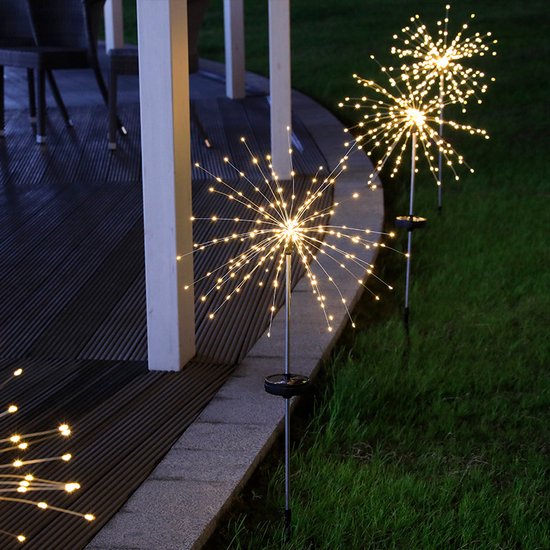 Set van 2 Zonne Vuurwerklampen met LED Verlichting