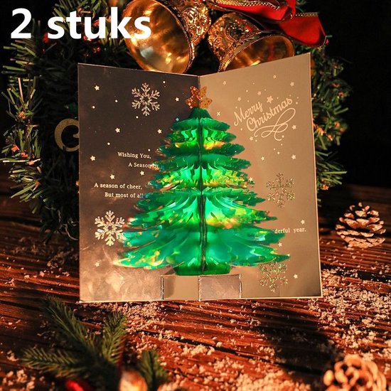 2 Betoverende 3D-Kerstboom Pop-up Kaarten