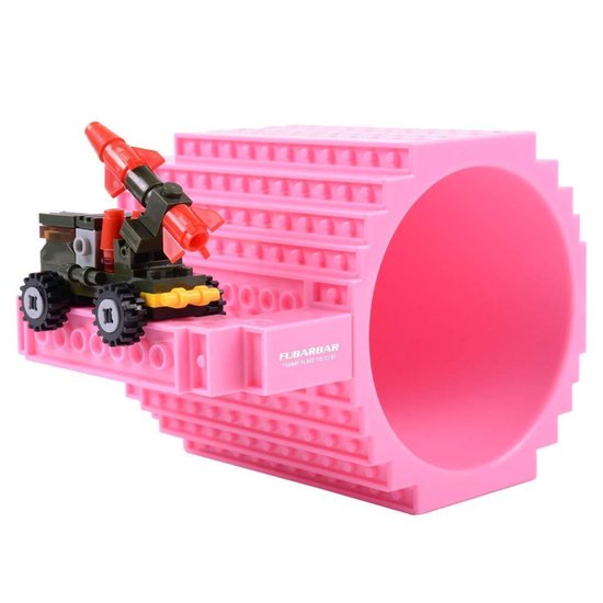 Roze Build on Brick Mok - 350 ml met bouwsteentjes