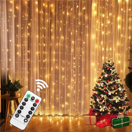 Kerst decoratie LED-lichtgordijn 3m x 3m