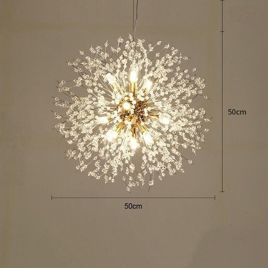 Vuurwerk- en paardenbloemkroonluchter - Goud - Lengte 50cm