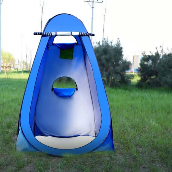 Camping douchetent met ramen - 150x150x190cm - blauw