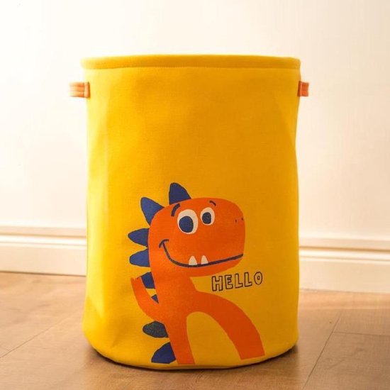 Opvouwbare wasmand met dinosaurus design geel 35x45cm