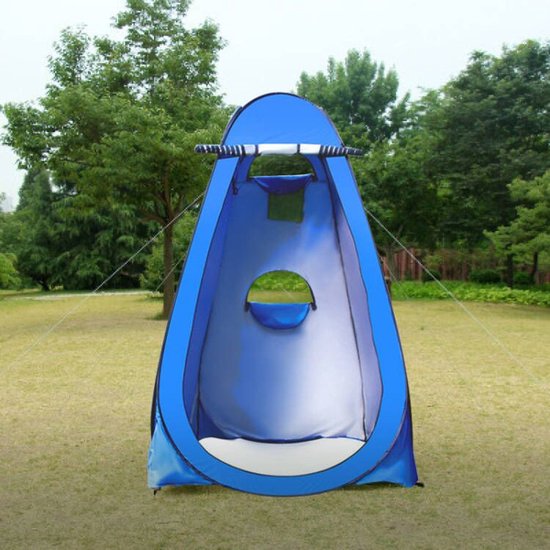 Camping douchetent met ramen - 150x150x190cm - blauw