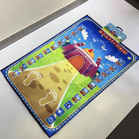 Islamitische Interactieve Gebedsmat Kinderen Geel 110x70cm