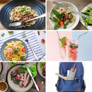 Draagbare roestvrijstalen bestekset in zilver, 9-delig