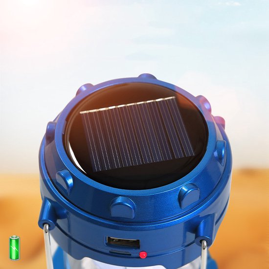 Multifunctionele Solar LED campinglamp blauw