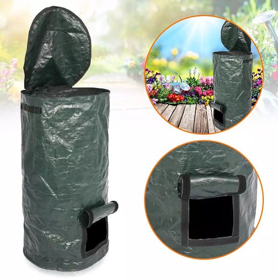 Compostzak grote capaciteit tuin 45x45x80cm 162L donkergroen