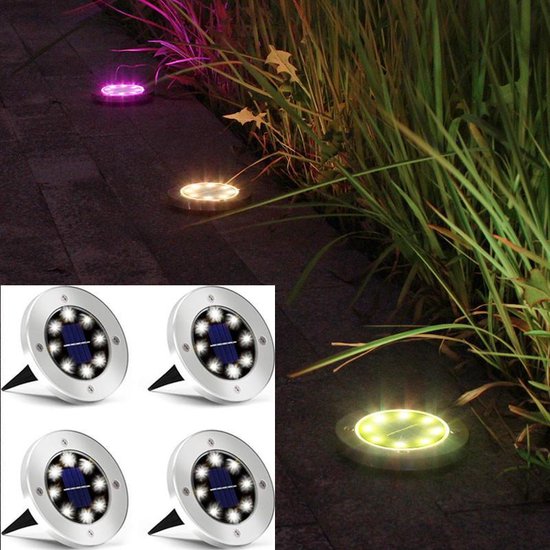 Tuinverlichting met 4 spots - LED, lichtsensor - RGB kleuren