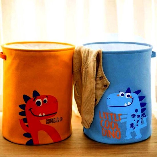 Wasmand met dinosaurus design en handvat - blauw, 35x45cm