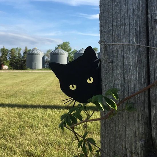 Tuindecoratie - Kattenspion voor hoekpalen - zwart