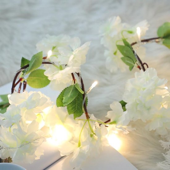 Lichtketting wit hortensia 2m 20 lichten