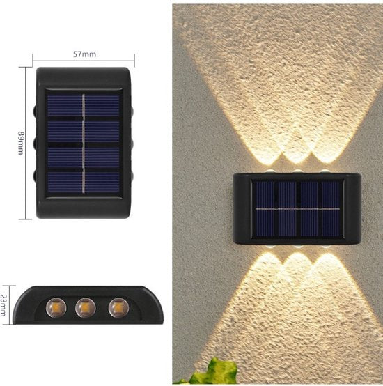 Zwarte Solar wandlamp voor tuin - Warm Wit