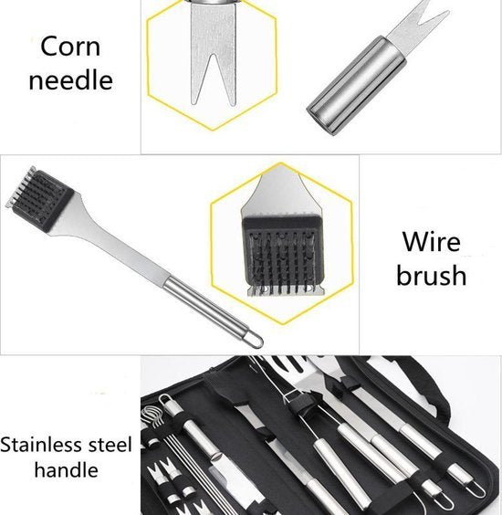 25-delige Barbecue Gereedschapset in Roestvrij Staal