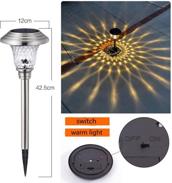 Xtraworks Solar Gazonlamp - Roestvrij Stalen Tuinverlichting