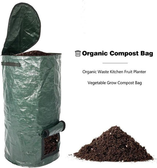 Compostzak grote capaciteit tuin 45x45x80cm 162L donkergroen