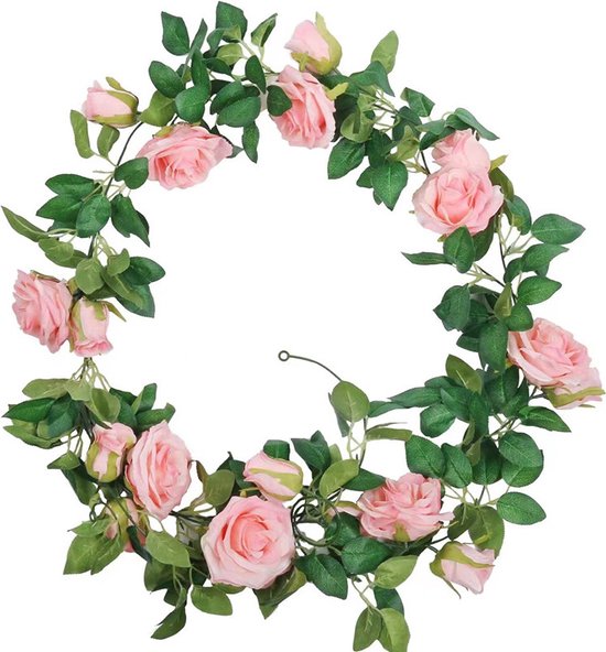 Klimop Slinger met Grote Rozen - Roze (2 stuks)