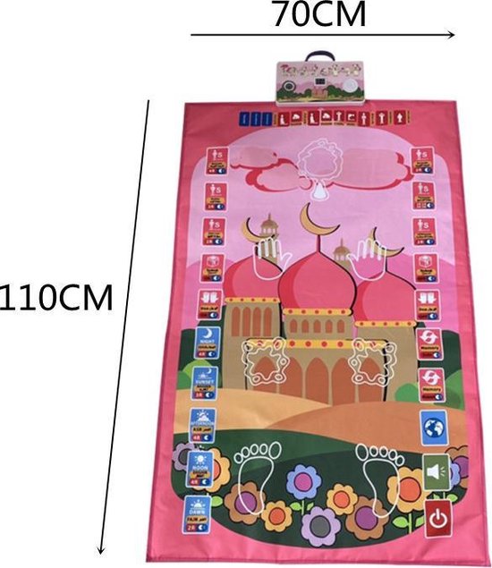 Interactieve gebedsmat kinderen 110x70cm roze