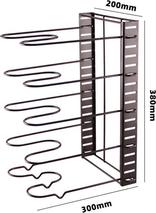 Verstelbaar pannenrek voor 5 pannen